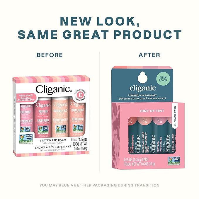 Cliganic Tinted Lip Balm - Non-GMO,
