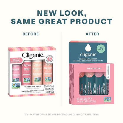 Cliganic Tinted Lip Balm - Non-GMO,
