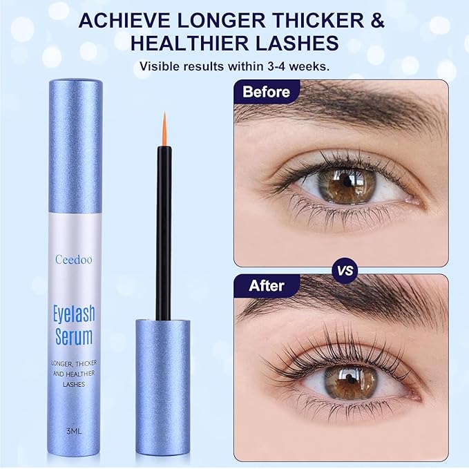 Advanced Eyelash Serum for Thicker, Longer & Longer Looking Eyelashes and Eyebrows, Vegan & Cruelty-Free - Stronger, Thicker Lash Enhancing Serum. (3mL)