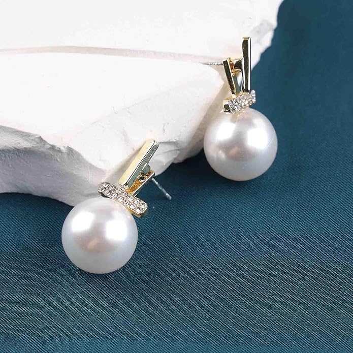 Vintage Crystal Pearl Drop Earrings Pearl