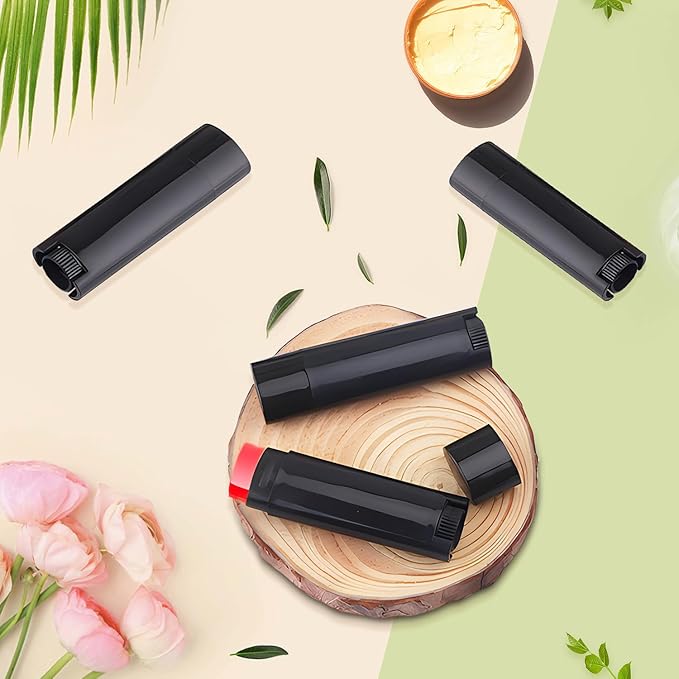 50 Pack 5ml Empty Lip Balm Tubes Refillable Lip Balm Containers DIY Plastic Lipstick Tubes Lip Gloss Balm Holder (black)