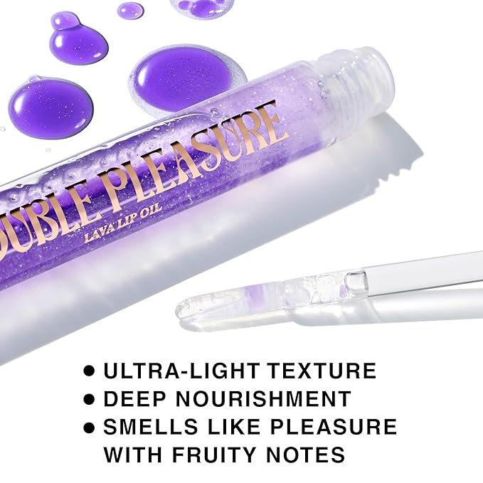 Double Pleasure Lip Oil - Moisturizing Lip Gloss for Women - Softening Glow Lip Plumper Gloss - Hydrating Lip Glow Oil - Plumping Lip Gloss Oil with Silicone Applicator (Orgazmatron)