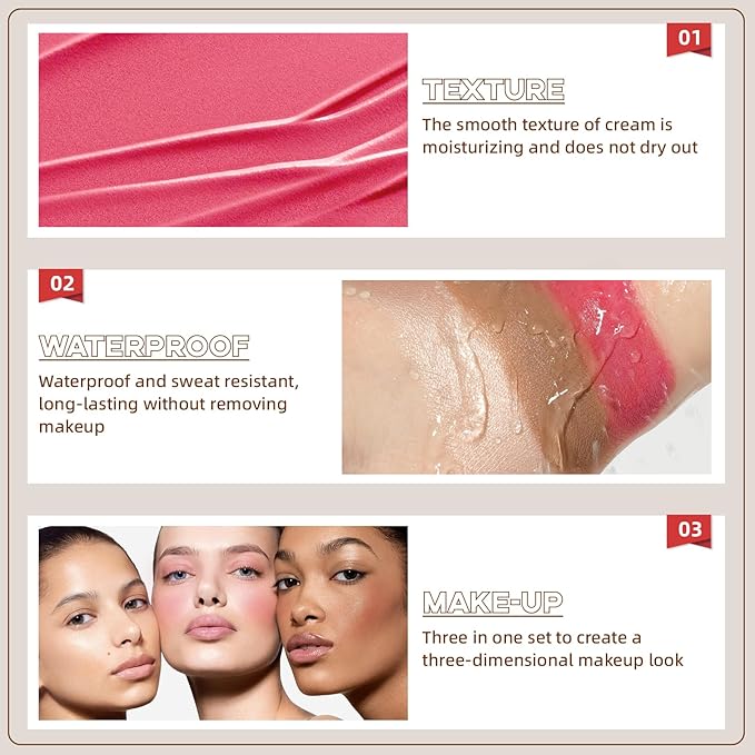 3Pcs Cream Contour Stick Makeup Set, Cream Bronzer