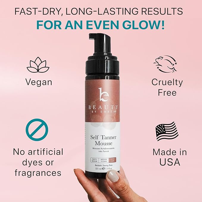 Self Tanner Tanning Mousse Kit - USA Made with Natural & Organic Ingredients, Self Tanner Mousse and Mitt, Self Tan Kit, Tanning Foam for Fake Tan, Ultra Dark Sunless Tanner, Self Tanners Best Sellers