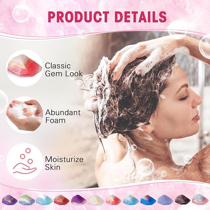 Loopeer 12 Pieces Gemstone Soap