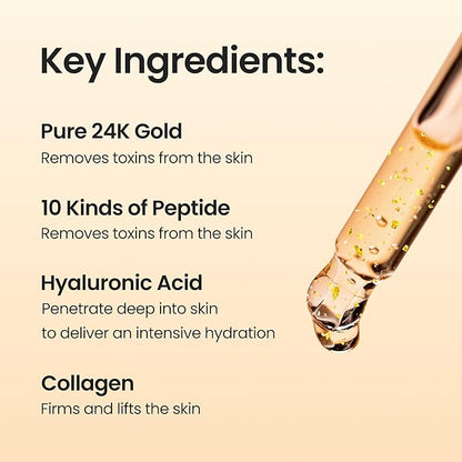 SURMEDIC 24K Gold Repair Ampoule, 99.9% Pure Gold Serum for Face, Hyaluronic Acid, Collagen Nourishing Moisturizer for Firming, Uneven Skintone, Korean Skin Care 100ml / 3.38 oz