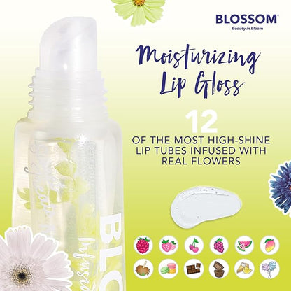 Blossom Scented Moisturizing Lip Gloss Tubes, Infused with Real Flowers, 0.3 fl. oz/9ml, Lemon Tart