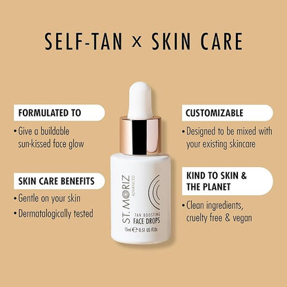 St. Moriz Advanced Self Tanning Drops for Face, Tan Boosting Face Drops (0.51 Fl Oz) - Self Tanner Bronzing Drops for Face - Face Tanning Drops to Add to Moisturizer