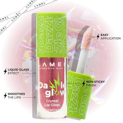 Lamel Dazzle Glow Crystal Clear Lip Gloss - Hydrating Lip Gloss - Non Sticky Lip Gloss - Colored Lip Gloss - Lip Gloss Color - Mini Lip Gloss - Moisturizing Lip Gloss - №404 You Can