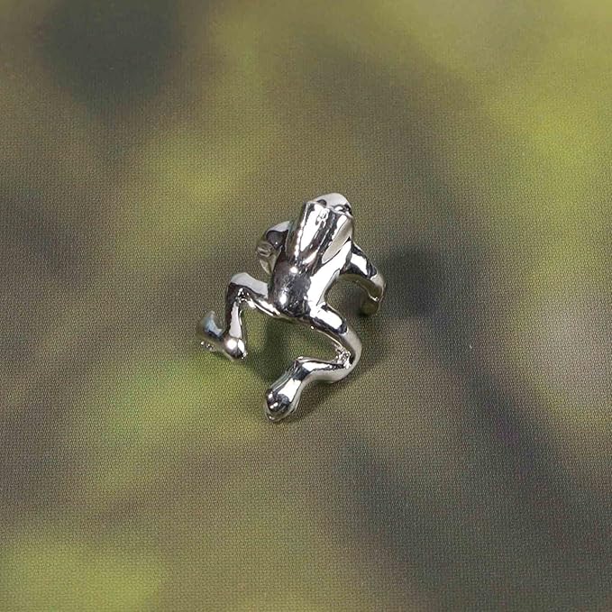 Vintage Frog Cuff Earrings Silver Frog