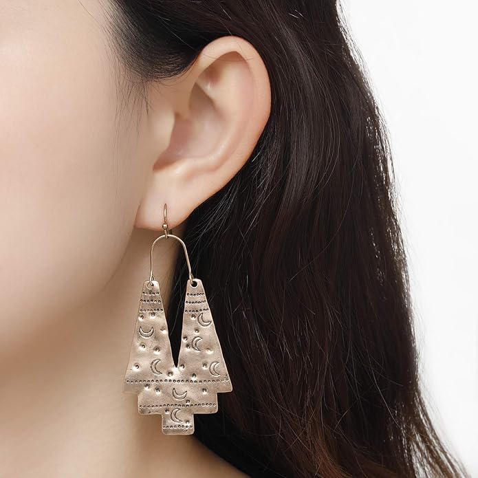 Zealmer Gold Geometric Earrings Statement Vintage