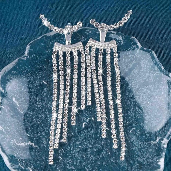 Vintage Rhinestone Chandelier Drop Earrings Crystal