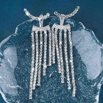Vintage Rhinestone Chandelier Drop Earrings Crystal