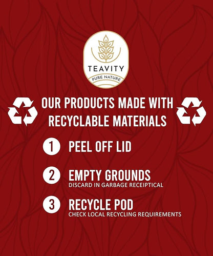 Organic Hibiscus Sabdariffa Tea Organic Naturally Decaf Tea Pods for Keurig by Teavity (24 Tea Pods)