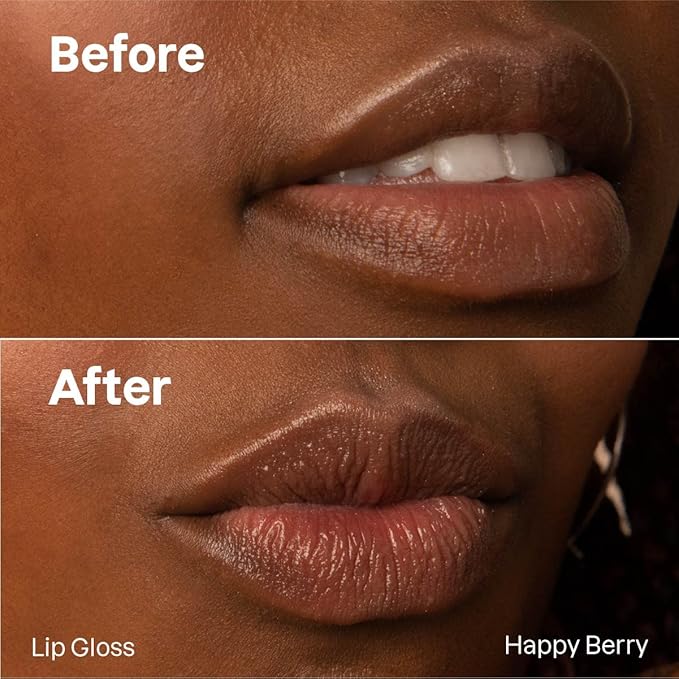 ATTITUDE Oceanly Sheer Lip Gloss Stick, EWG Verified, Titanium Dioxide-Free, Vegan Makeup & Beauty, Cruelty-Free, Plastic-Free, Happy Berry, 0.12 Ounces