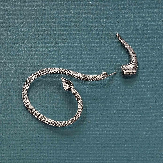 Punk Snake Cuff Earrings Silver Snake