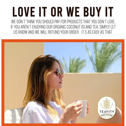 TEAVITY Organic Coconut Island Tea Pods | Recyclable Single-Serve Tea Pods Compatible with Keurig K-Cup 2.0 Brewers | Certified USDA Organic | 36 Count (Pack of 1)