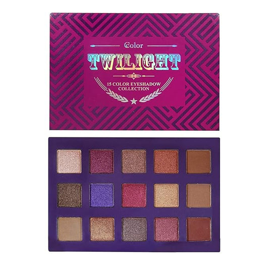 Cosmetics - Twilight, 15-Color Eyeshadow Palette, Highly Pigmented,