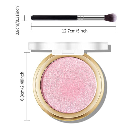 Baked Pink Highlighter Powder Palette, Makeup Highlighter Powder Mermaid Pink