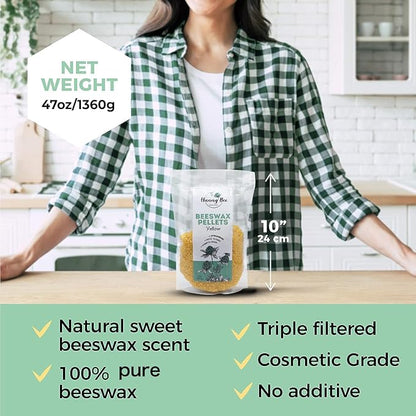 HUNNYBEE Beeswax Pellets 3LB, 100% Pure lbs)