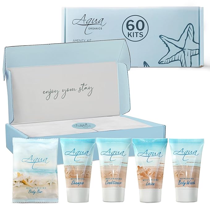 Aqua Organics Amenity Kit|Boxed Hotel Toiletries|Bulk oz