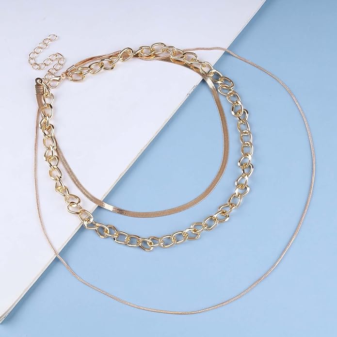 Vintage Layered Snake Chain Necklace Chunky
