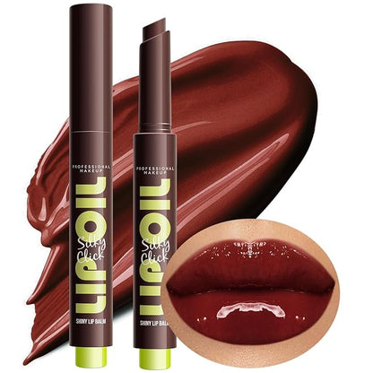 Dark Brown Lip Gloss Stick Moisturizing Lip Makeup Lip Plumper Gloss Lightweight Buildable Vegan Lipbalm Plumping Lipgloss For Women Girls Long-Lasting Dry Lip Care, 08#