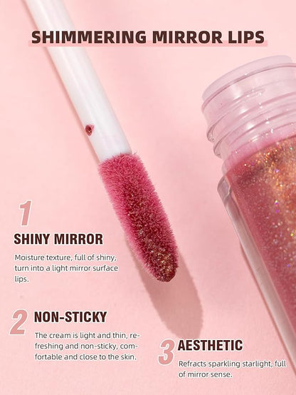 Shimmer Coating Tint Liquid Lipstick, Pink Moisturizing Pearl Coating