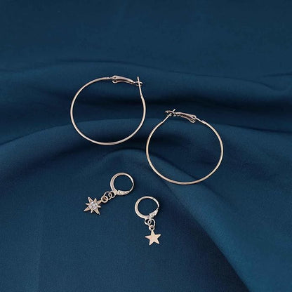 Vintage Exaggerated Circle Dangle Earrings Crystal