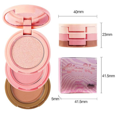 Makeup Eyeshadow Palettes, 3-in-1 Protable Multifunction Blush Highlighter