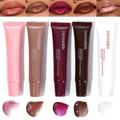 5 Colors Hydrating Lip Gloss, Shiny Jelly Lip Plumping Lip Balms, Long Lasting Nourishing Non-sticky Fresh Clear Smooth Lip Care