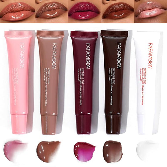 5 Colors Hydrating Lip Gloss, Shiny Jelly Lip Plumping Lip Balms, Long Lasting Nourishing Non-sticky Fresh Clear Smooth Lip Care