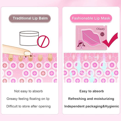 Eakroo 30 Pairs Collagen Crystal Pink Lips