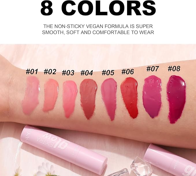 3 Pcs/Set Plumping Lip Gloss Stick, Glass Shine Lipstick Super Moisturizing Lip Color Hydrating Glossy Tinted Balm, Plumps/ Nourishes Lips, Non-Sticky High Shine Smooth Lip Color Balm (Color 04 05 08)