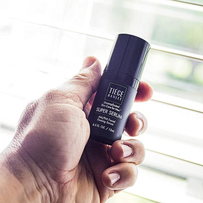 Tiege Hanley Morning and Night Facial Firming Serum (SUPER SERUM) and Eye Cream (EYES) for Men | Anti-Aging Pack | Sodium Hyaluronate and Retinyl Palmitate for Tighter, Smoother Skin | Caffeine to Fight Dark Circles | 0.5 ounces each
