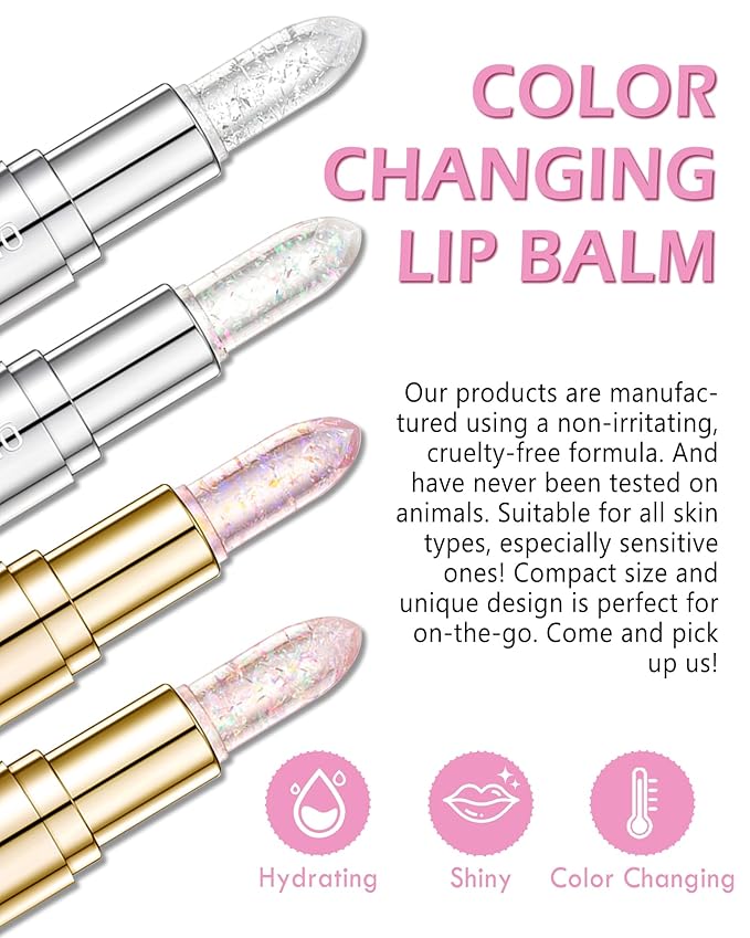 Glitter Balm Long Lasting PH Lipstick, Jelly Color Glitter