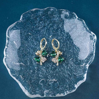 Boho Emerald Crystal Drop Earrings Green