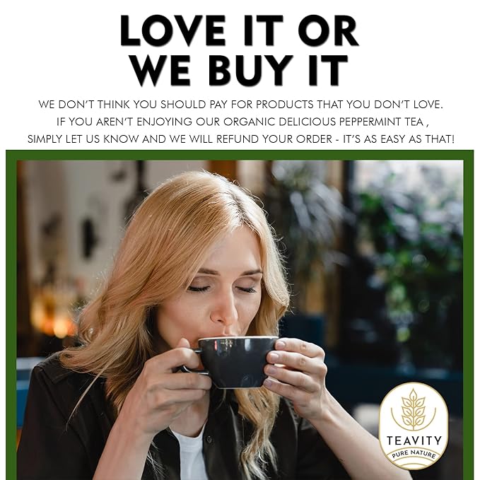 Organic Peppermint Tea Pods for Keurig - Decaf Tea - by Teavity (36 Tea Pods)