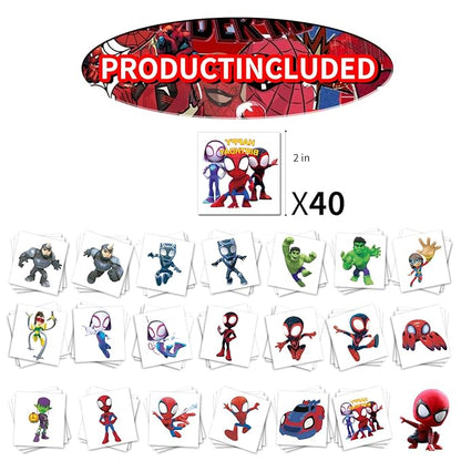 For Spidey Birthday Party Supplies, 40Pcs Precut Temporary Birthday Decorations