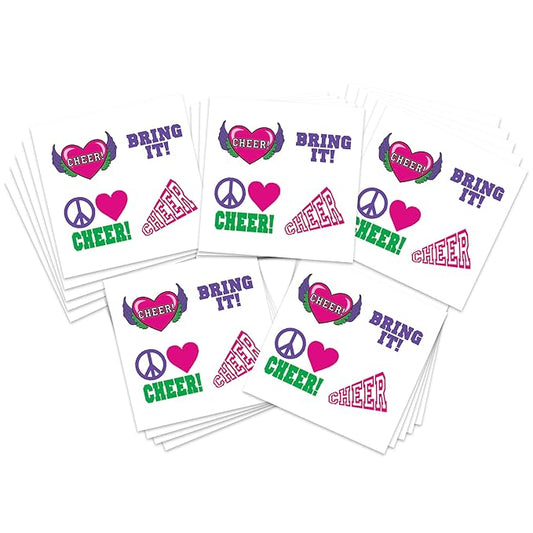 FashionTats Sport Spirit Temporary Tattoos | 100 Tattoos Removable (Cheer)