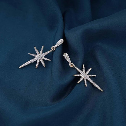 Vintage Crystal Northstar Dangle Earrings Rhinestone Northstar Studs