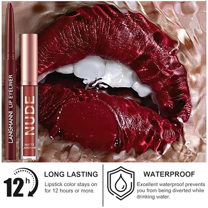 12Pcs Lip Liner and Lipstick Set, Super Long Long