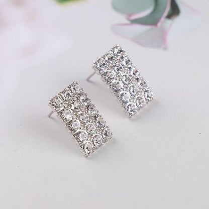 Vintage Rhinestone Square Earrings Square Crystal