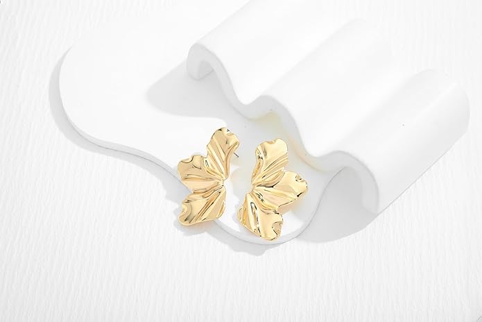 CLASSYZINT Gold/White/Red/Black Flower Stud Earrings