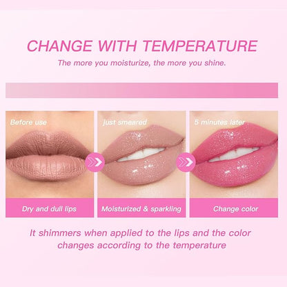 Crystal Jelly Moisturizing Lip Oil 2Pcs Hydrating Lip Moisturizing