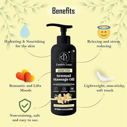 Organic - Edible Aromatic Vanilla Massage Oil | Natural Vanilla & Jasmine with Coconut Oil