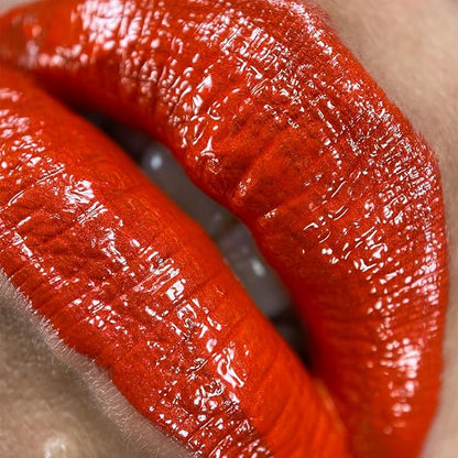 Unicorn Snot Liquid Metal Lip Paint - Metallic Lip Gloss - Non-drying, Long-lasting Liquid Lipstick, Intense Pigment Lip Color with Metallic Shimmer - Vegan, Cruelty-Free Lip Makeup, Bright Red (Lava)