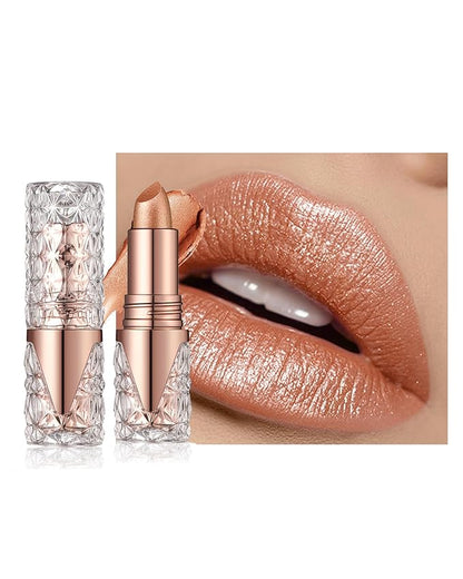 Glitter Lipstick Long Lasting,3D Metallic Liquid Lipstick Matte to Shimmer,Hydrating Non-Stick Lip Gloss,High Impact Lip Red Color Long Lasting Waterproof Transfer-proof Lip Stick Makeup for Women-05