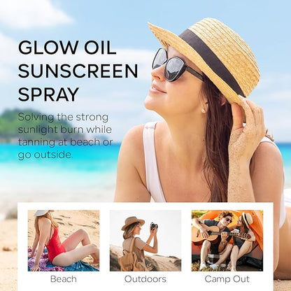 SPF Oil Sunscreen Spray,SPF Glow Oil Sunscreen Mist,Broad Spectrum Sunscreen Protection Oil Sunscreen Spray,SPF 50 PA++++,Hydration Body Sunscreen Oil Skin Sun UVA/UVB Protection 100ML