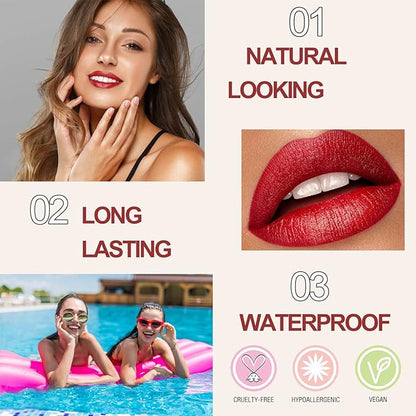 Women Matte Lipstick Red Long Lasting Liquid Lipstick, Long